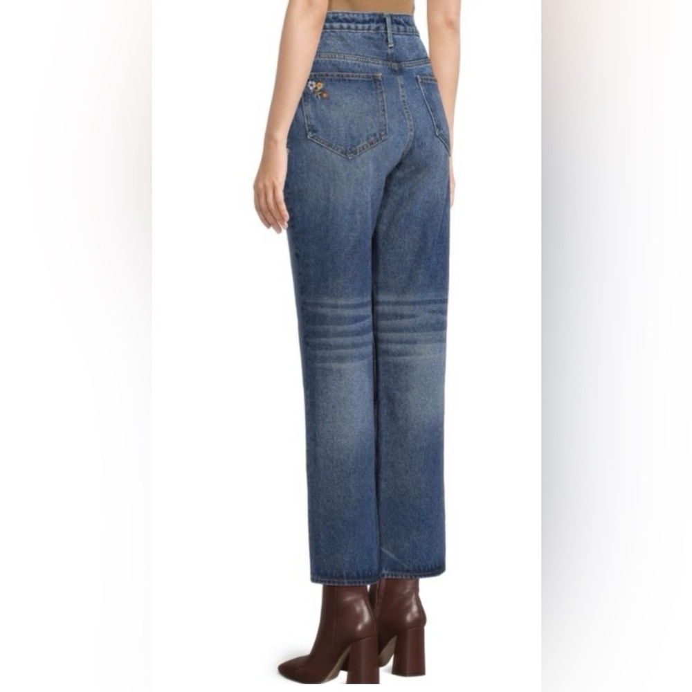 NWOT Free People x Driftwood Floral Embroidered Stella Jeans - Picture 4 of 10